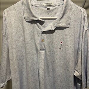 Peter Millar Men's Light Gray Polo with Subtle Pattern